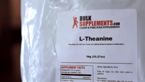 1kg bag of L theanine Powder from bulk supplements with blood pressure warning